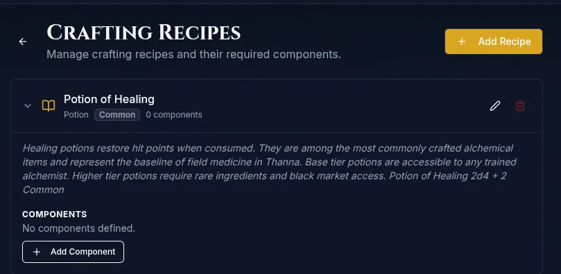 Chronkeeper screenshot: a crafting engine you define